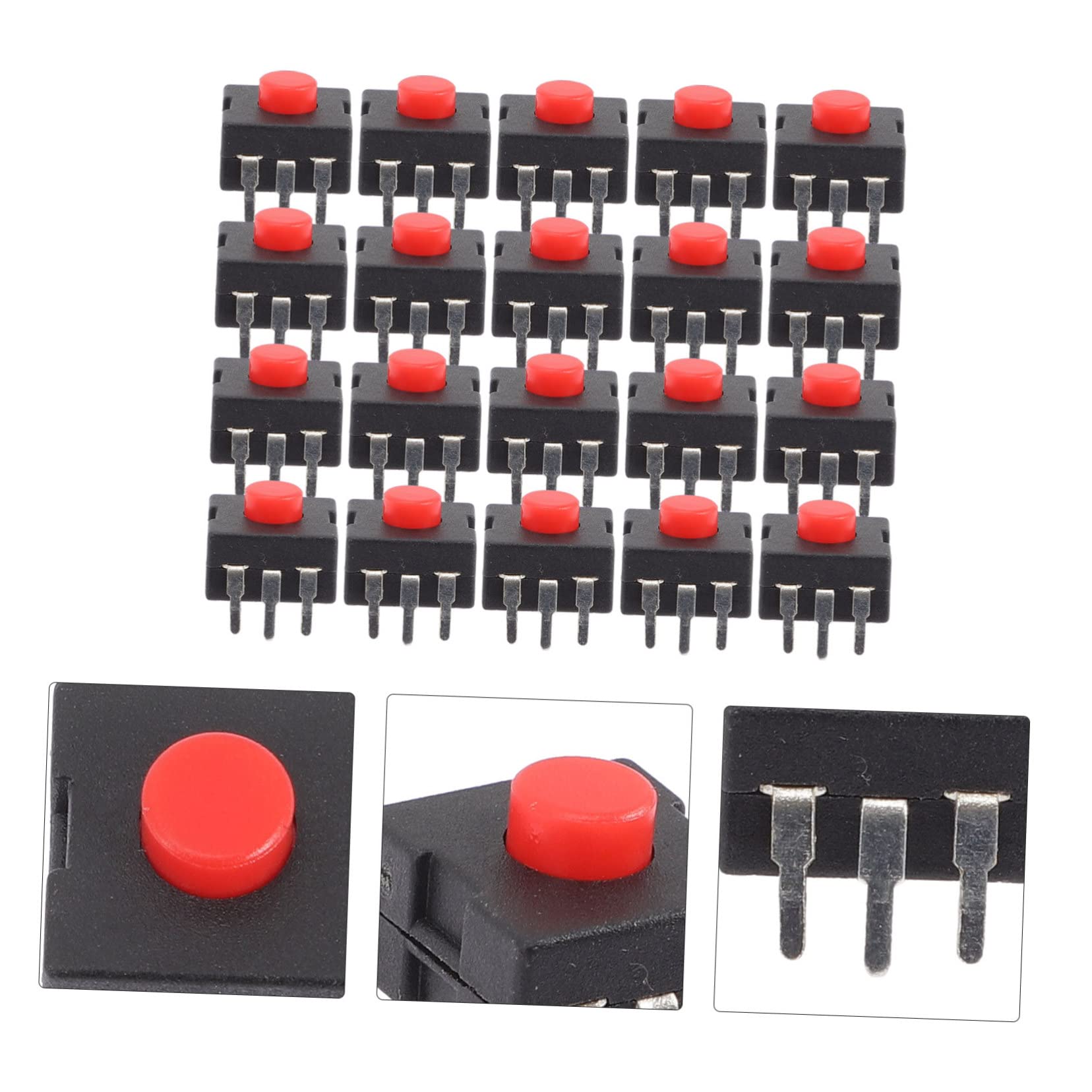 Ipetboom 20er Set Mini-Drucktaster – Selbsthemmend, Aus PBT/Nylon/Metall, 5A, Für Taschenlampen & Elektrogeräte (0,47 Zoll)