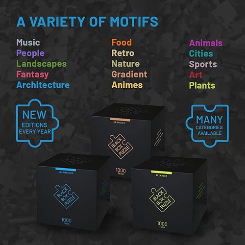 Miniatura 5 de Misu Games - Rompecabezas de caja negra sin plantilla, rompecabezas para adultos de 1000 piezas, rompecabezas geniales de 20 x 27 pulgadas,