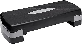 Amazon Basics ABS Aerobic Exercise Step Platform with Height Adjustment, Black