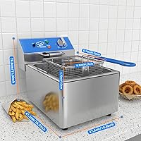 Vista 2 de Freidora Eléctrica Profunda de 6L con Envase de Aceite Extraíble y Asa, Cesta de Malla de Alambre Sólido y Tapa, Freidoras Comerciales Ligeras