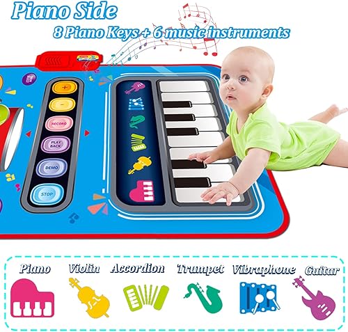 Miniatura 2 de Juguetes para niños de 1 año, alfombrillas musicales 2 en 1 para niños pequeños de 1 a 3 años, teclado de piano y alfombrilla de batería para niños