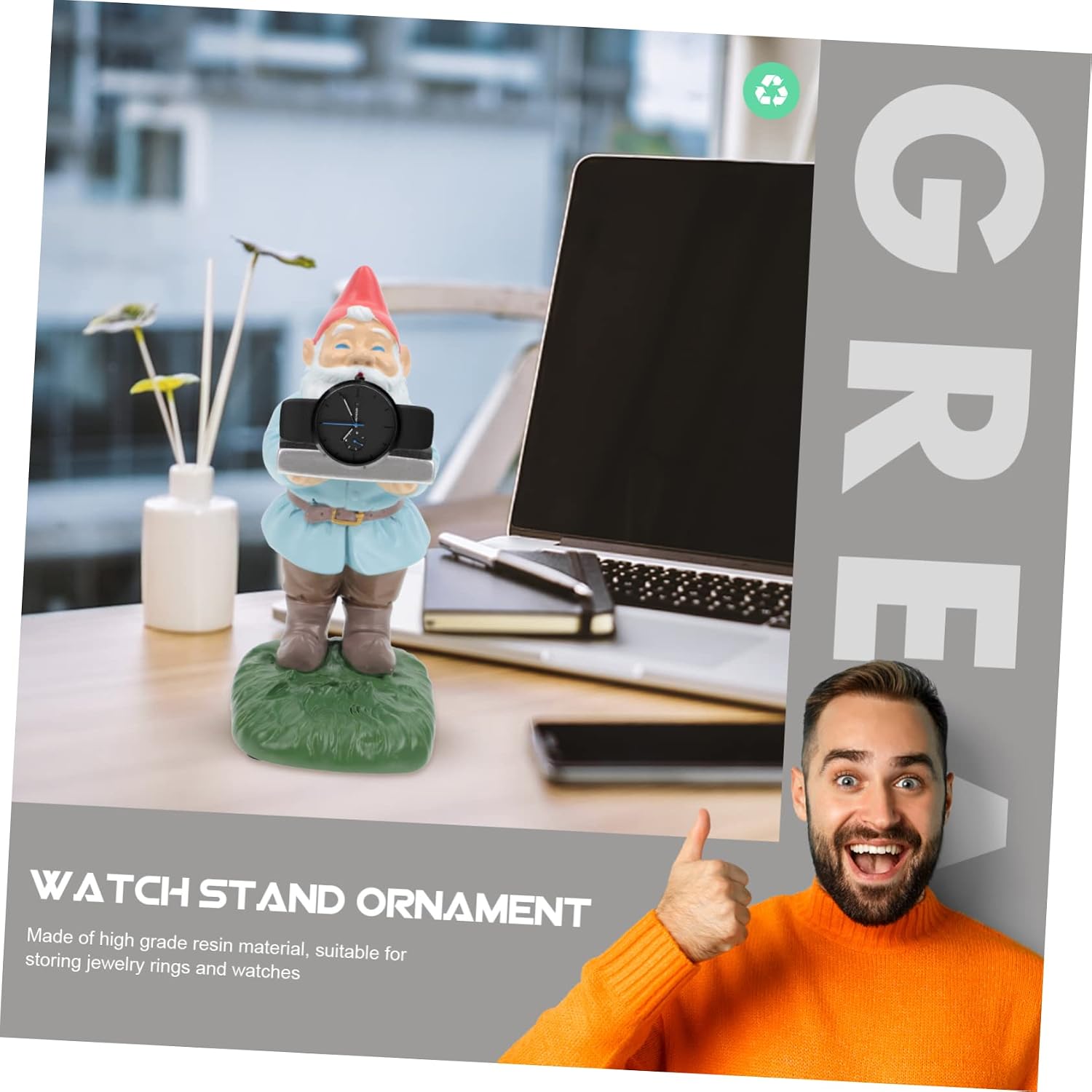 Hemobllo Resin Gnome Watch Display Rack for Home Desktop Decoration