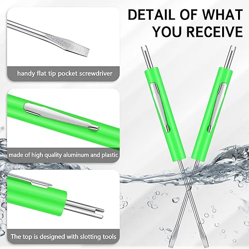 Miniatura 3 de Zhehao 10 destornilladores de bolsillo con herramientas de extracción de núcleo de válvula, mini juego de destornilladores dobles pequeños con clip