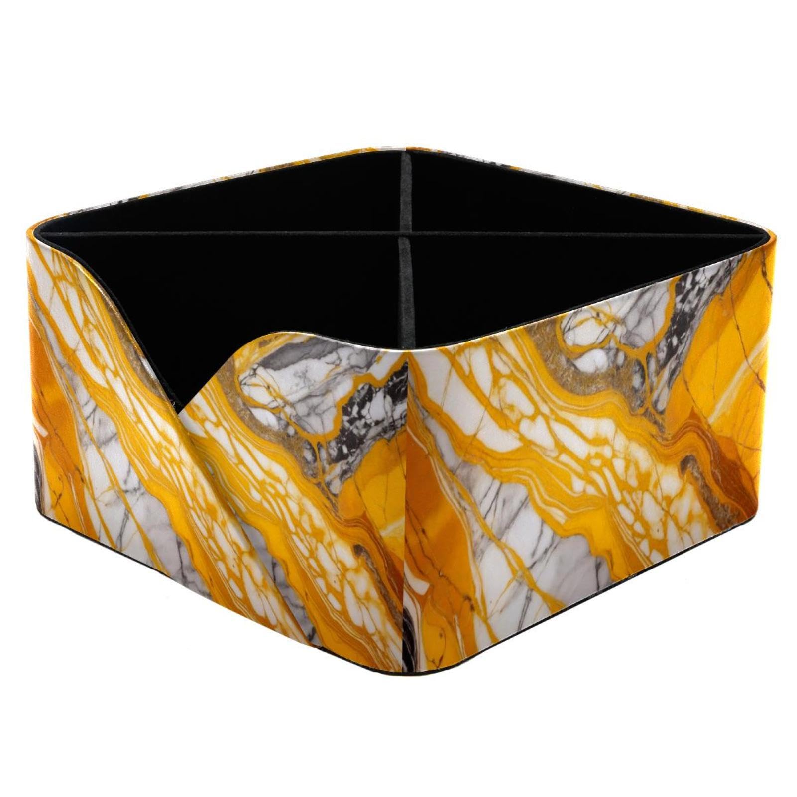 Porte-stylo rectangulaire et organisateur bureau marbre jaune rangement pinceaux