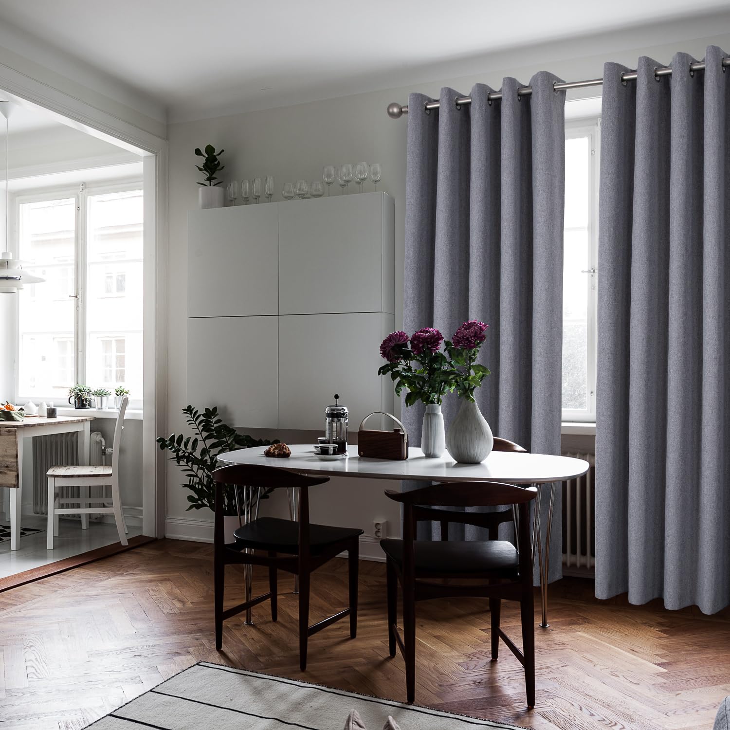 Rideaux 100% occultants gris pour chambre et salon always4u 160cm