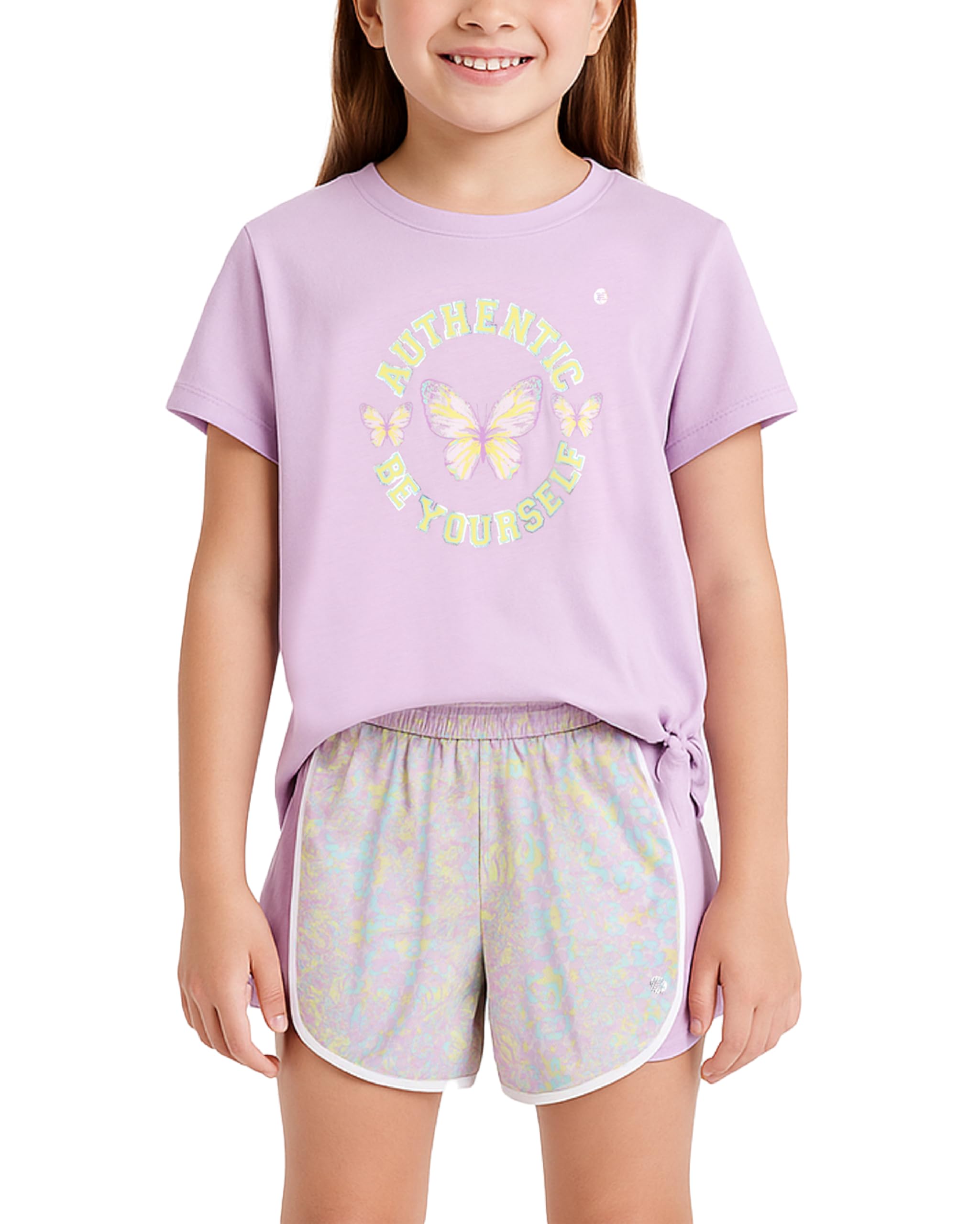 RBX Girls 2 Piece Crewneck Short Sleeve T Shirts &amp; Mesh Shorts Athletic Set