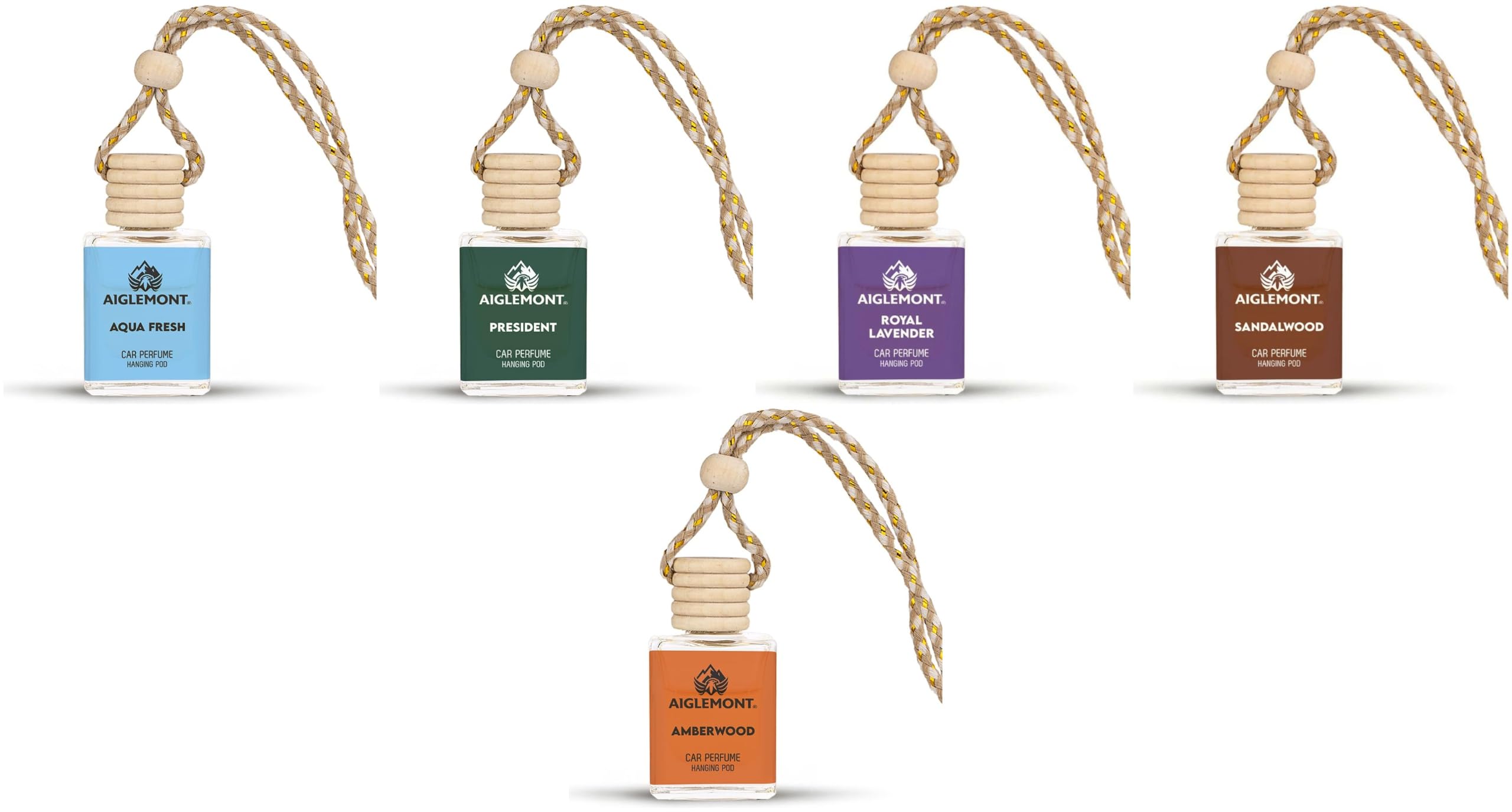 Car Perfumes combos | Aqua Fresh+ President + Royal Lavender+ Sandalwood+ Amberwood| Combo of 5 | 10 ml Each-image-32