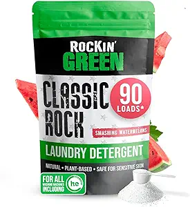 Rockin' Green Classic Rock Laundry Detergent (90 Loads), Plant based, All Natural Laundry Detergent Powder, Vegan and Biodegradable Odor Fighter, Safe for Sensitive Skin, 45 oz (Smashing Watermelons)