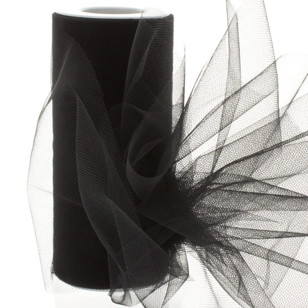 6" Premium Tulle Fabric Roll for Crafts, Wedding, Party Decorations, Gifts - Black 100 Yard Spool
