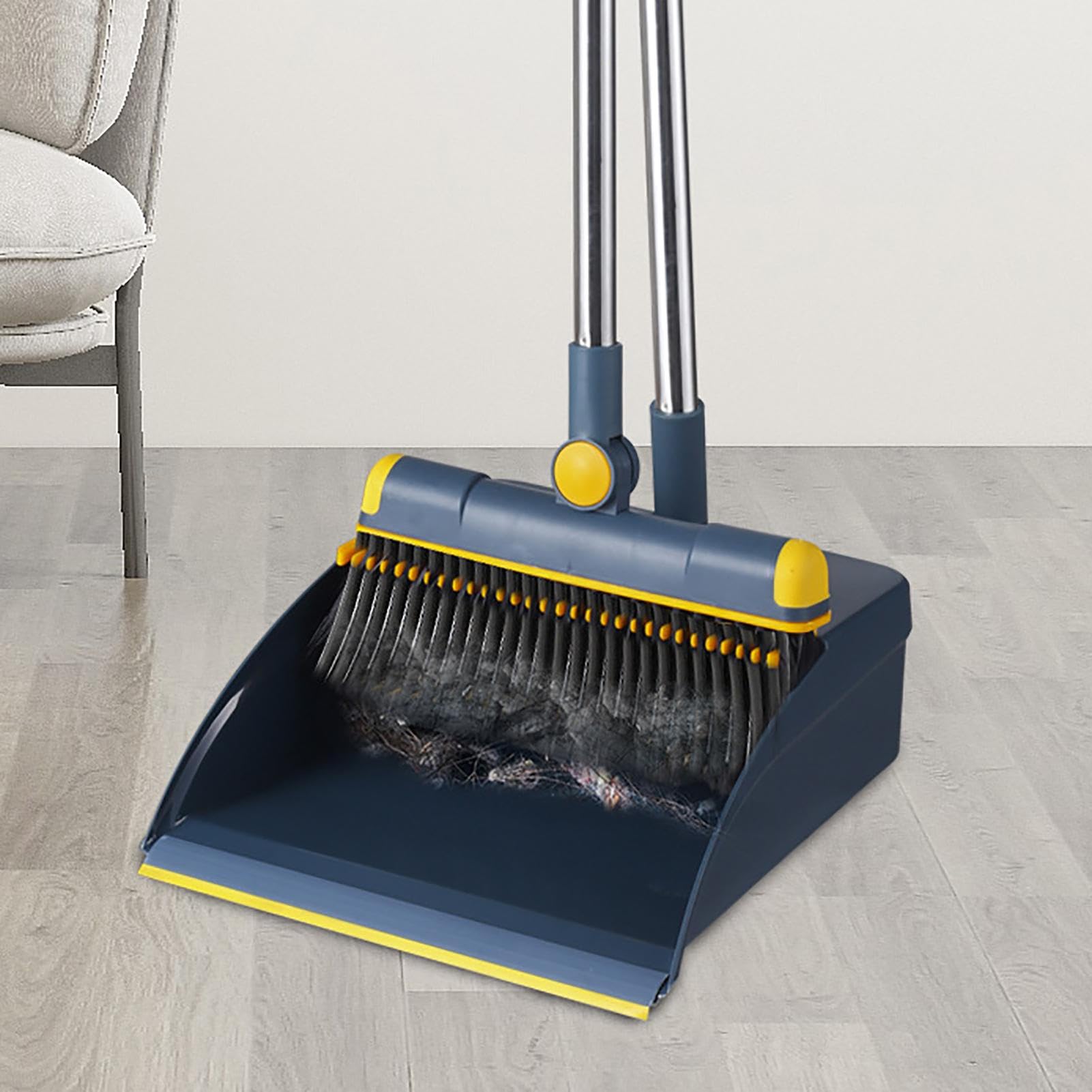 Juego De Tapicería De Acero Largo - Escoba De Barredora Vertical, Juego De Limpieza Interior Y Exterior, Tapón Con Capacidad, Peinados, Cerdas Rectas | Barredora De Suelo Del Hogar Para La Cocina
