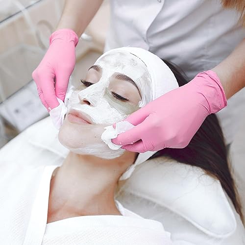 Miniatura 4 de Schneider - Guantes desechables de nitrilo de 4 mil, color rosa, libres de látex y polvo, guantes para cocinar, limpiar y examinar