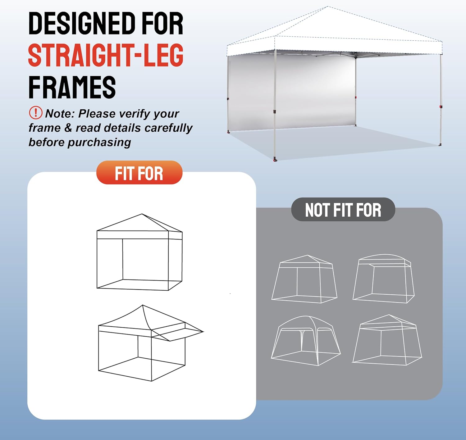 CROWN SHADES SunWall Silver Coated for 12x12 Pop up Canopy Tent, 1 Pack Sidewall Only with Silver Coating (1 Pack, Grey)
