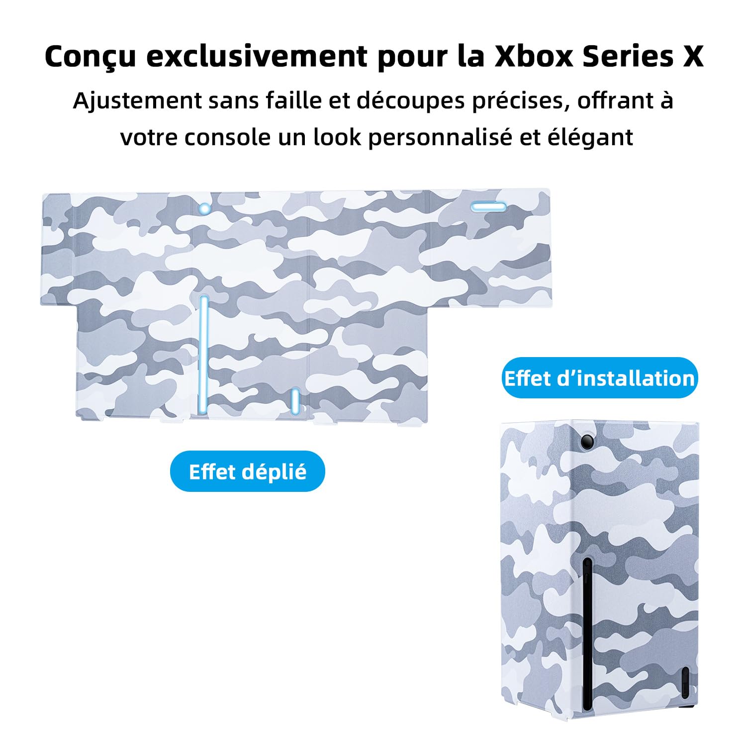 Mcbazel Magnétique Smart Wraps de Protection pour Console Xbox Series X, Accessoires en Cuir PU de Qualité Supérieure et Doublure Intérieure Douce - Camouflage Gris