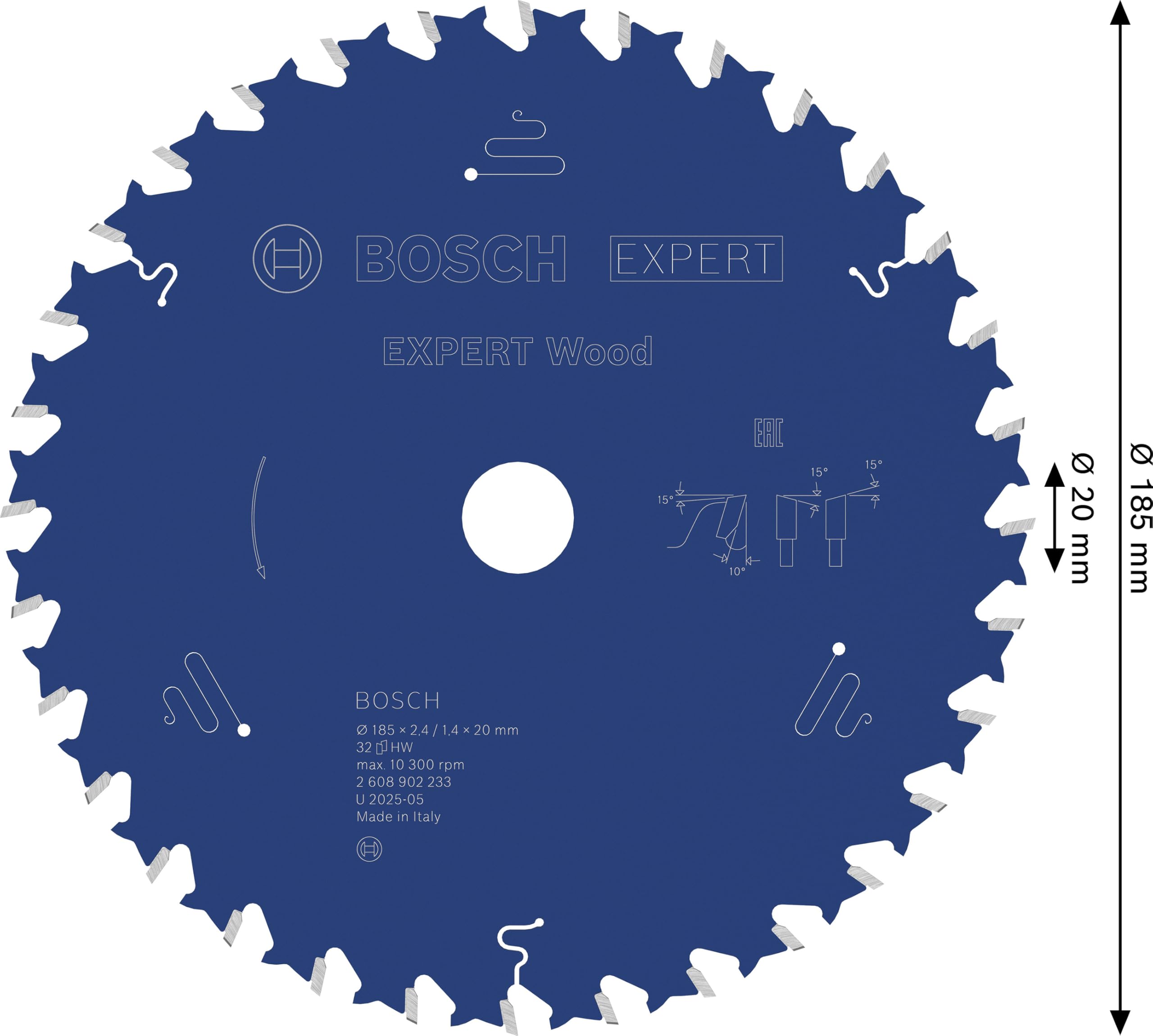 Bosch 1x Tarcza pilarska EXPERT Wood (do Miękkie drewno, Ø mm, Professional Akcesoria Przewodowe ręczne pilarki tarczowe)