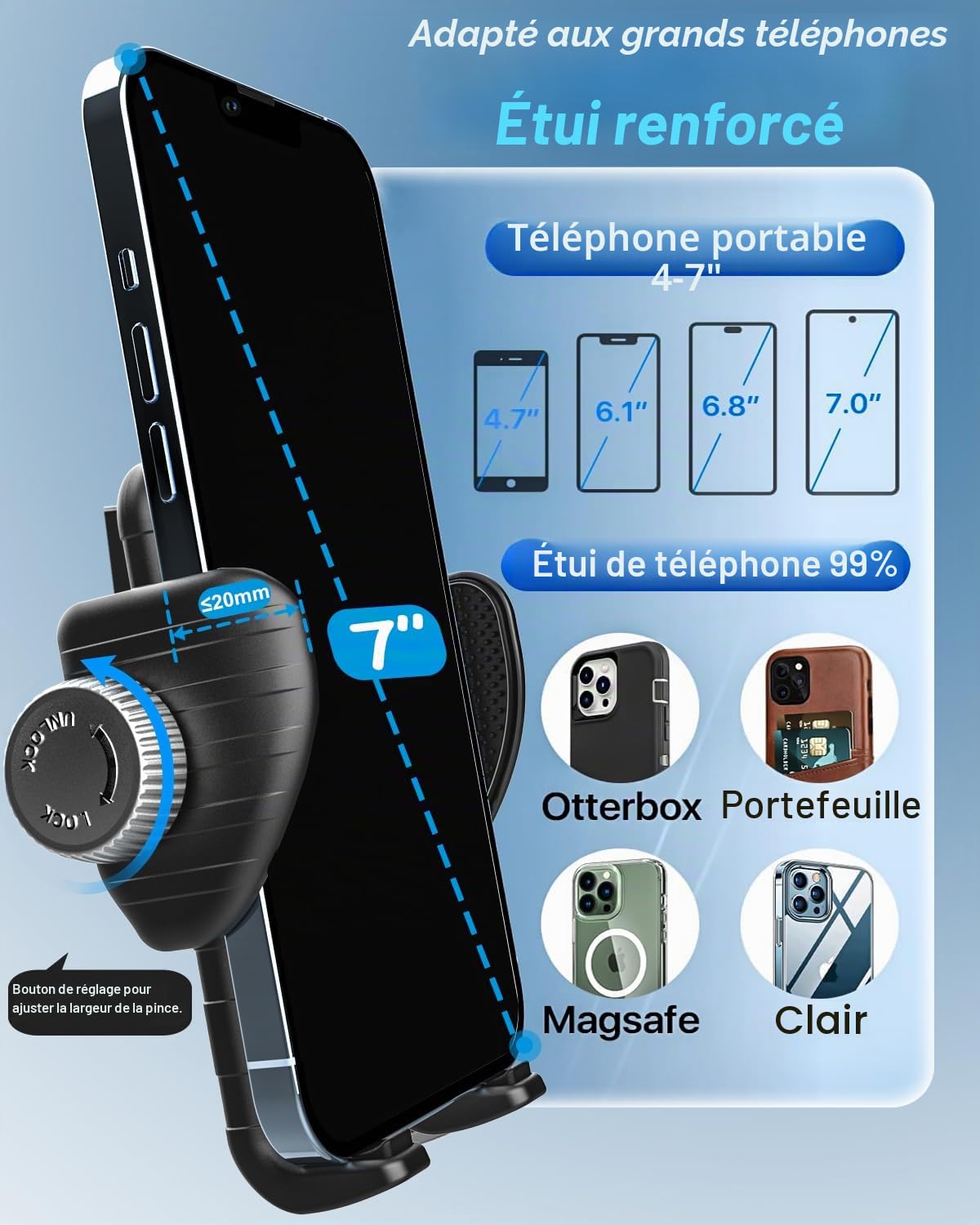 Support Téléphone Poussette Fauteuil Roulant Scooter [Flexible & Stable]