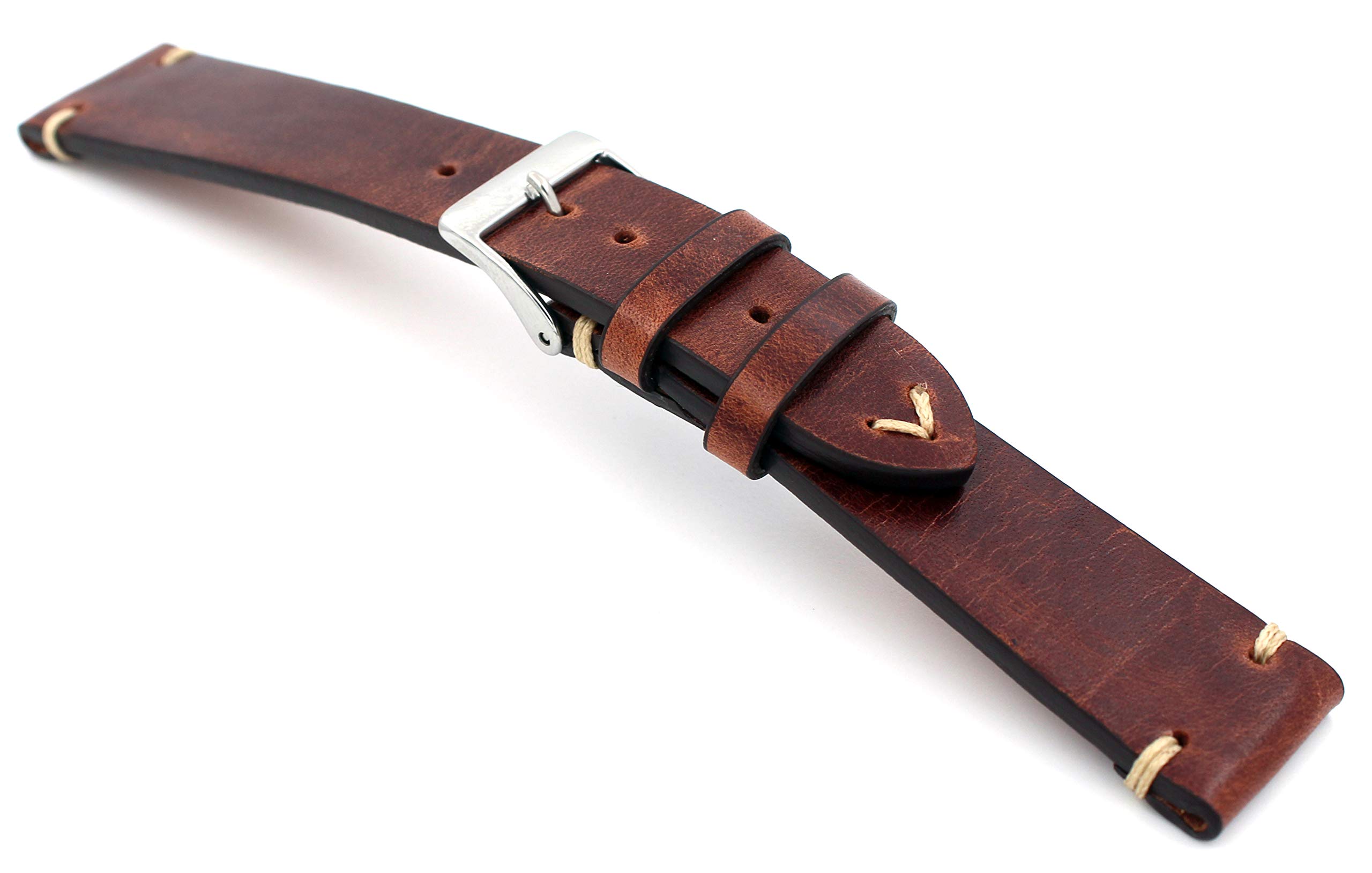 Sulla Tokio Vintage-Leder-Uhrenarmband 18–22 mm mit Dornschließe | Vintage-Lederband in mehreren Breiten und Brauntönen