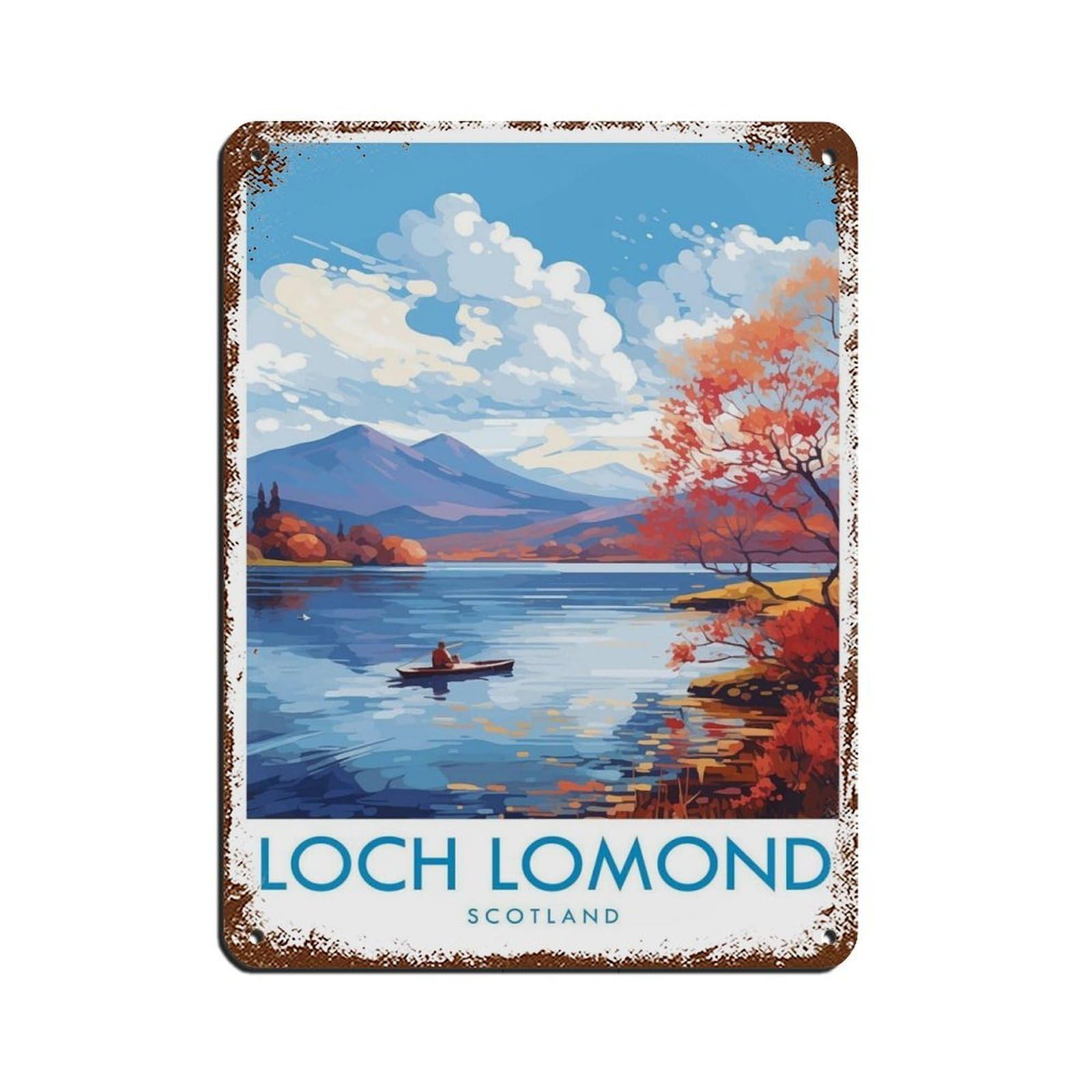 Loch Lomond Travel, Scotland Travel Decor (2) Retro Poster Metal Tin Sign Chic Art Retro Iron Painting Bar People Cave Cafe Family Garage Poster Wall Decoration 12x16inch(30x40cm)
