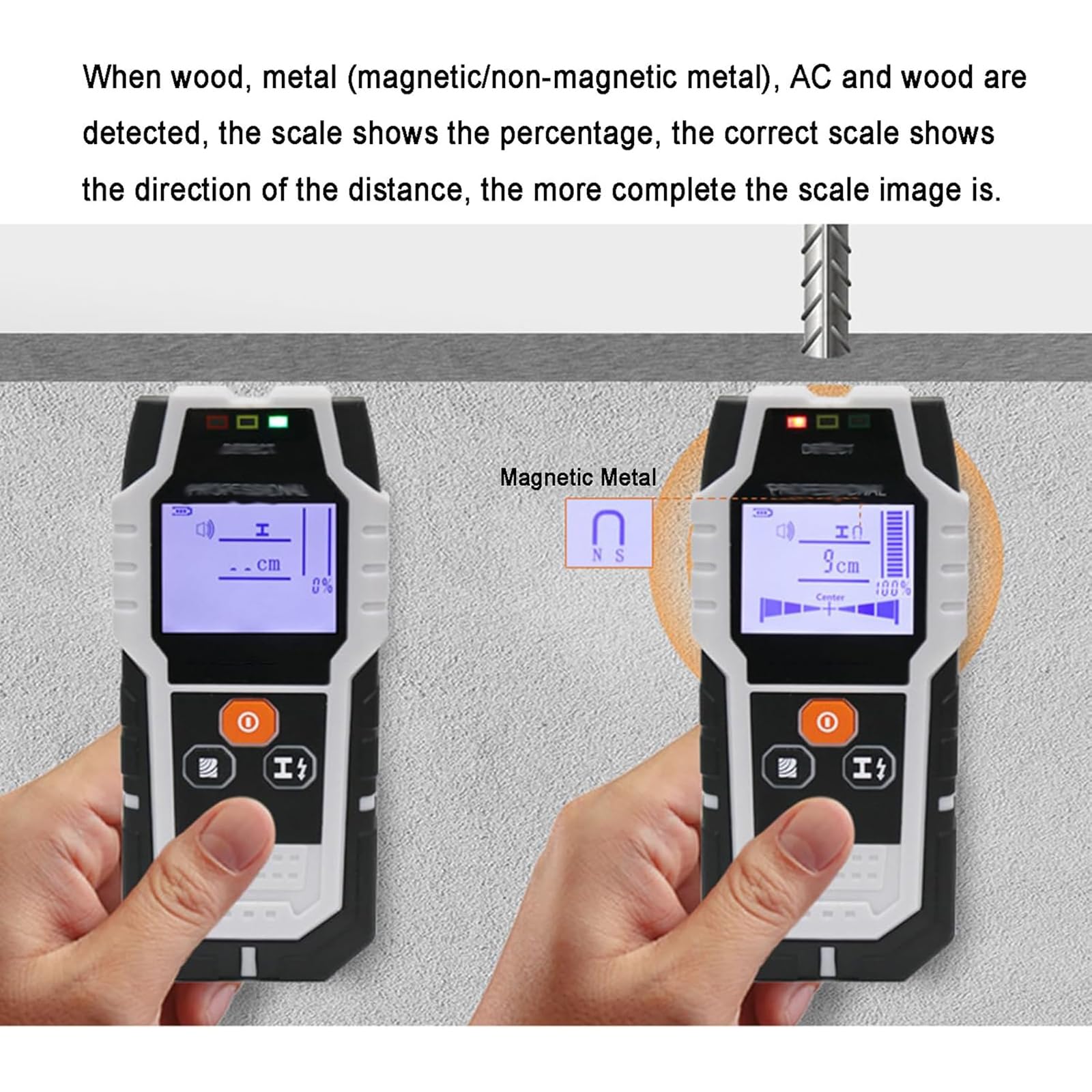 Detector De Vigas Electrónico, Detector De Vigas De Pared con Alertas Audibles/Pantalla LCD, Claro para Leer, para Detectar Madera Viva/Cables De CA/Metal