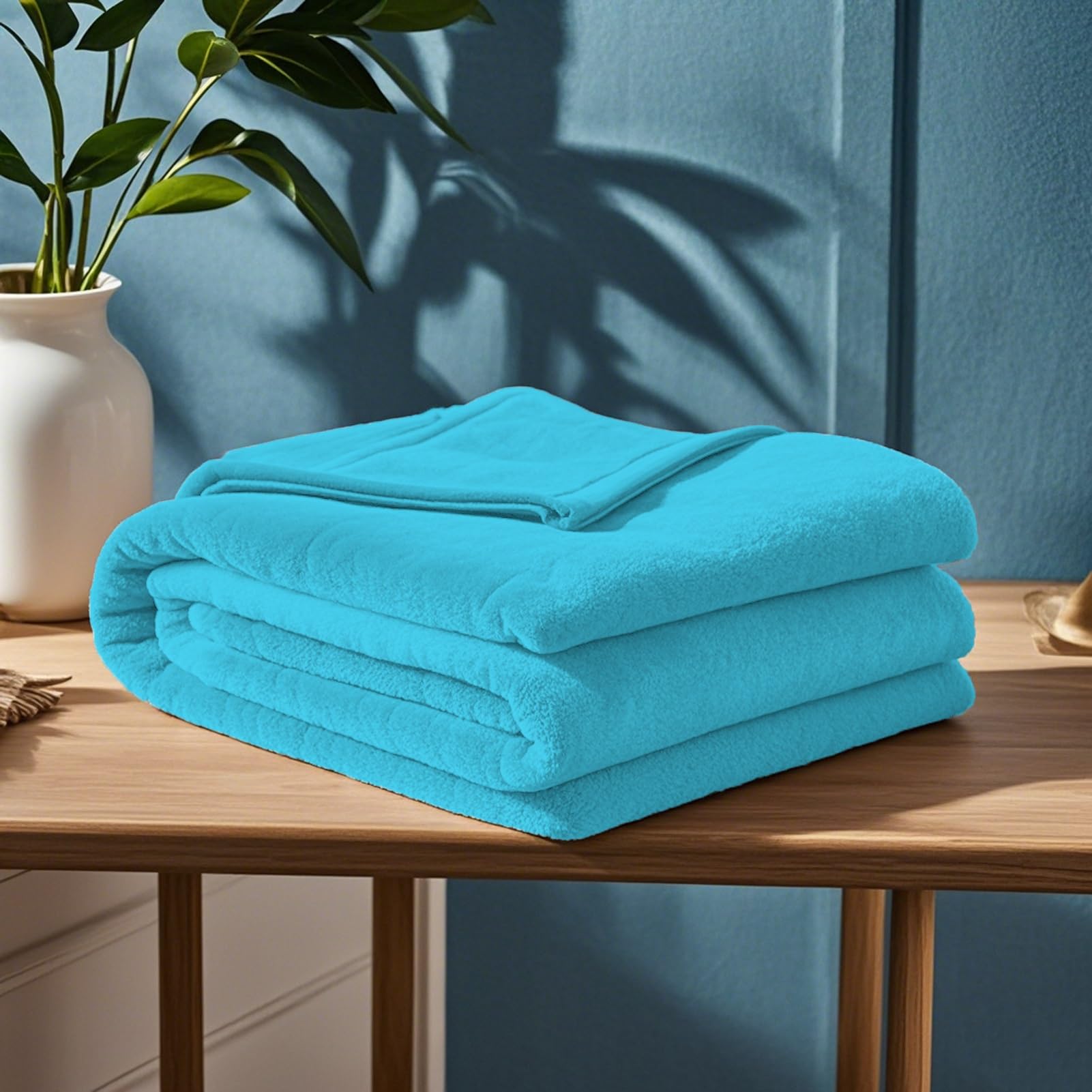 Manta de Algodón Extra Suave 170 x 300 cm Suave/Ligero/Esponjoso Manta Sofa Poliéster para Toda Estación, Azul Cielo