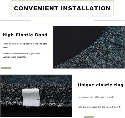 Miniatura 3 de Ntomtuex Funda de cojín de lino para sofá, funda de sofá para muebles, protector de cojín de silla de repuesto para mascotas, funda de sofá biplaza,