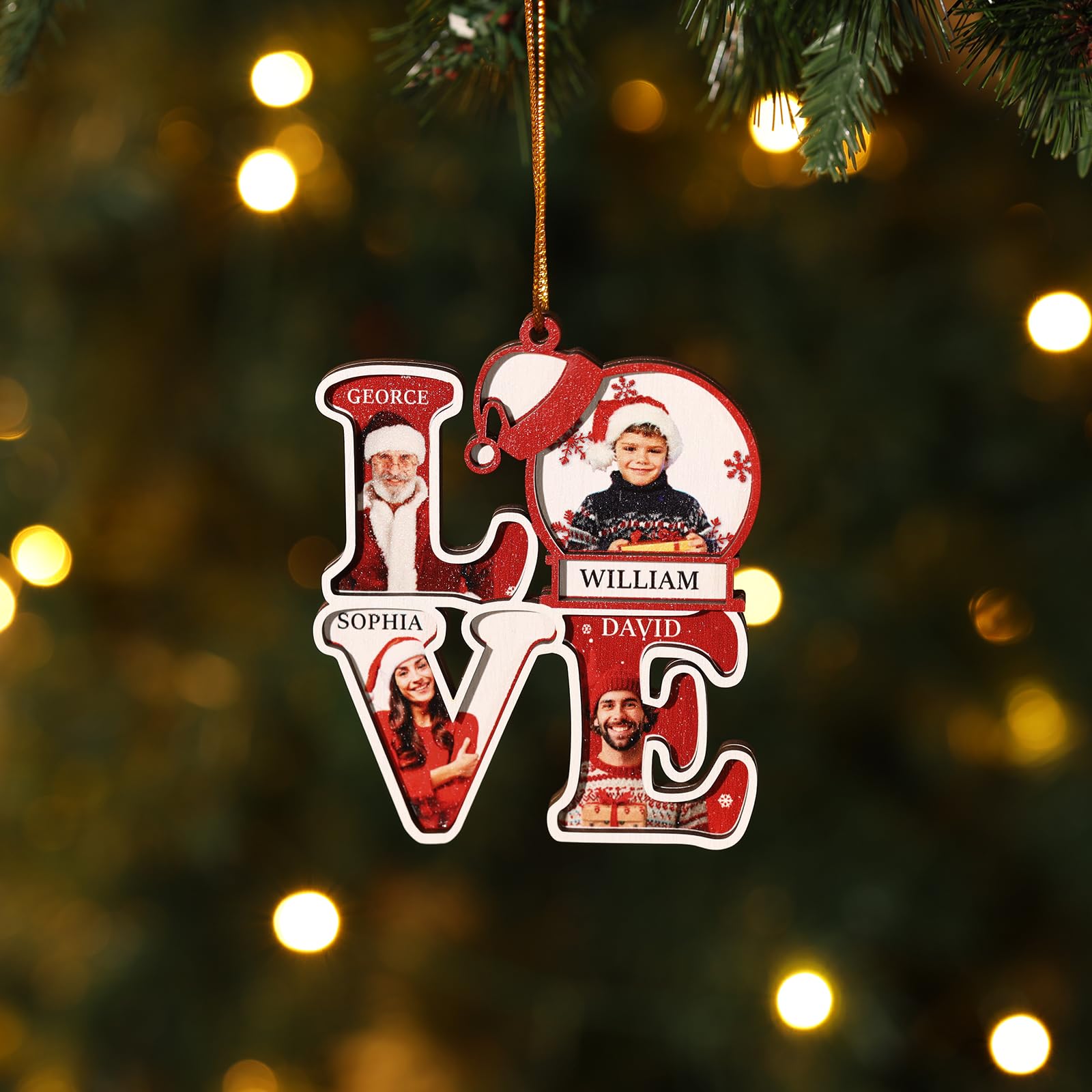 2024 Personalized Photo Ornaments for Christmas Tree Custom Name Picture Christmas Ornaments Memorial Photo Hanging Ornament