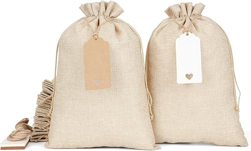 Miniatura 10 de Tapleap Bolsas de arpillera de 5 x 7 con cordón, 30 bolsas de regalo para envolver recuerdos de Pascua, manualidades, velas, recuerdos