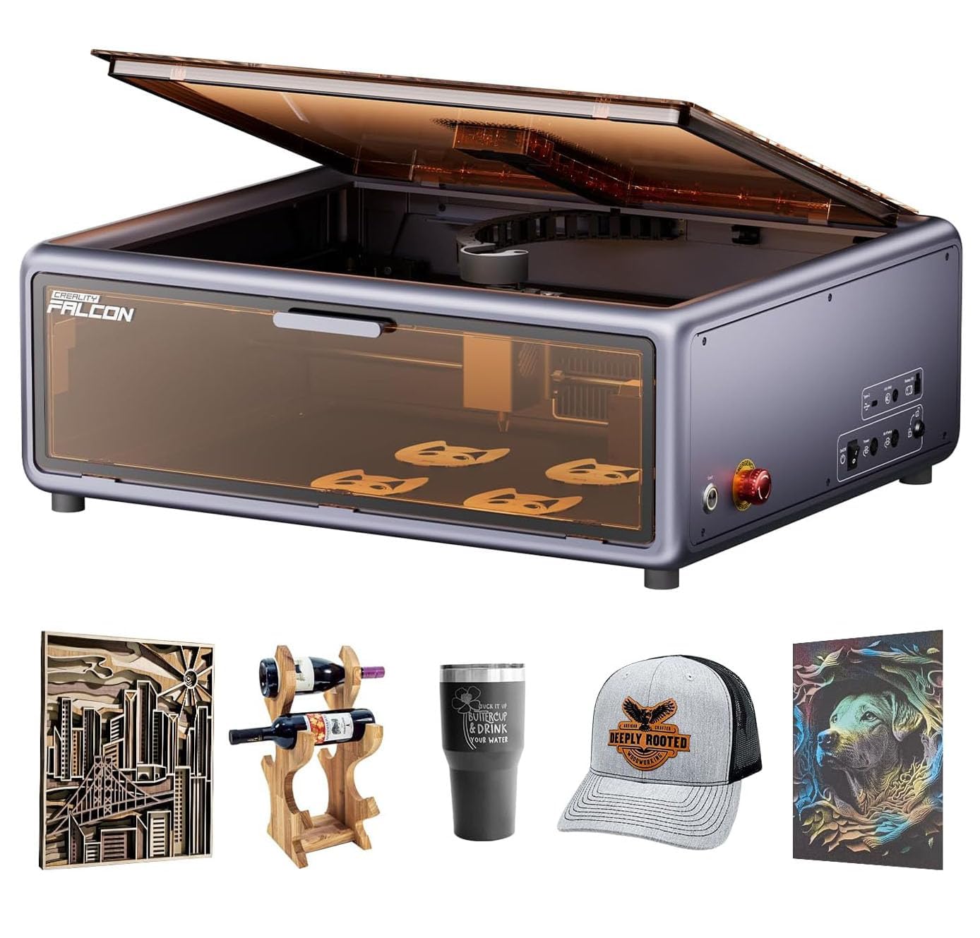 Creality Falcon A1 10W Laser Graviermaschine, Geschlossener Laser Cutter Lasergravur Maschine mit Intelligenter Kamera, Auto Materialerkennung, CoreXY-System, Plug and Play, Arbeitsbereich 387x305mm