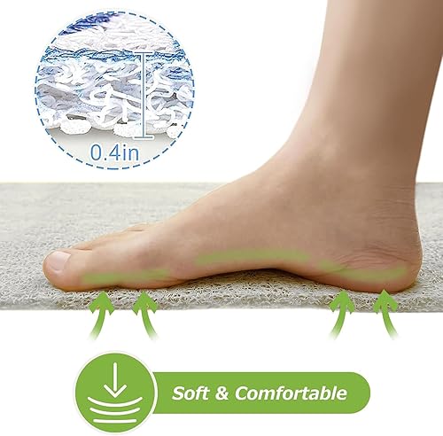 Miniatura 7 de Tapetes antideslizantes de secado rápido para bañera, tapete de baño suave de PVC con drenaje para bañera, ducha y áreas húmedas (16 x 24