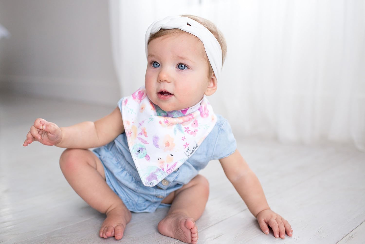 Copper Pearl Baby Bibs 4 Pack, Printed Bandana Drool Bibs for Baby Girl & Boy, Soft Cotton Drooling Teething Bibs