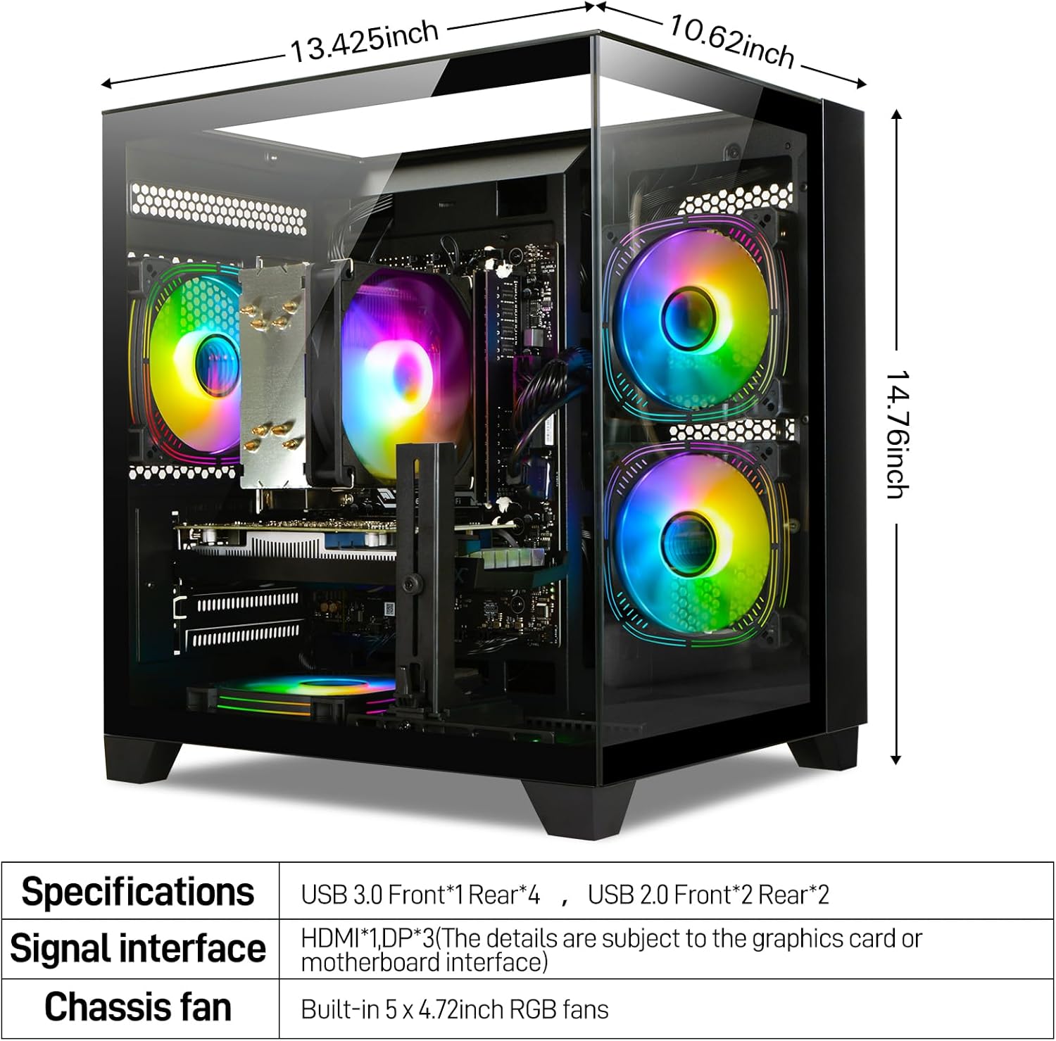 71VuYYNJecL._AC_SL1500_ LXZ Gaming Desktop PC Core i5-13400F & Arc B580 12GB GPU, 32GB RAM, 1TB SSD - High Performance Desktop Computer for Gaming/Design (Black)