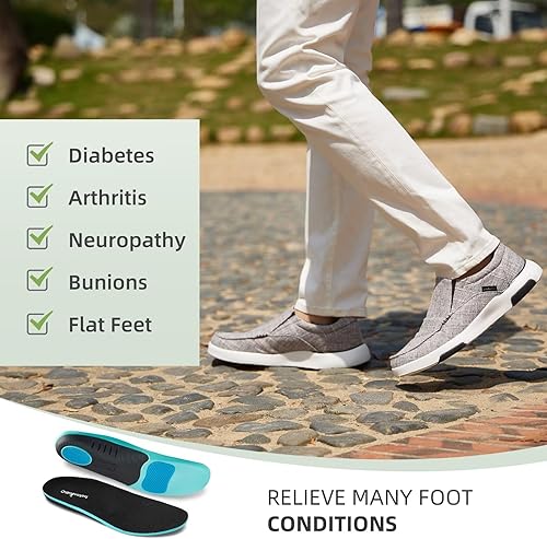 Miniatura 4 de OrthoComfoot Zapatos ortopédicos cómodos sin cordones para hombre con soporte de arco, mocasines ortopédicos para fascitis plantar, zapatos de lona