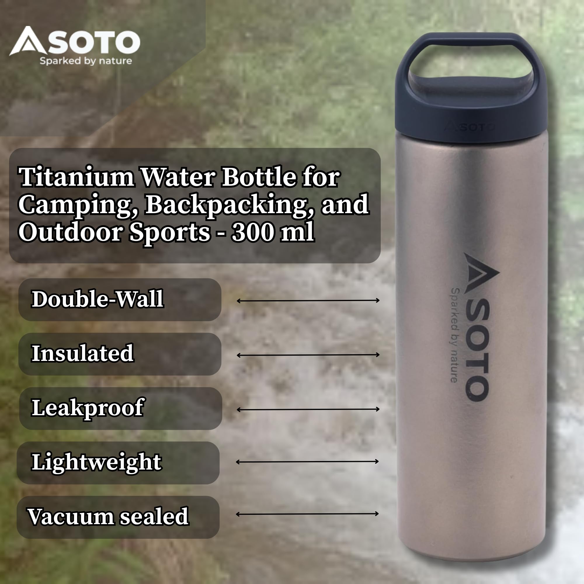 Amazon.co.jp: SOTO(ソト) キャンプ 水筒 ボトル チタンボトル300 ST