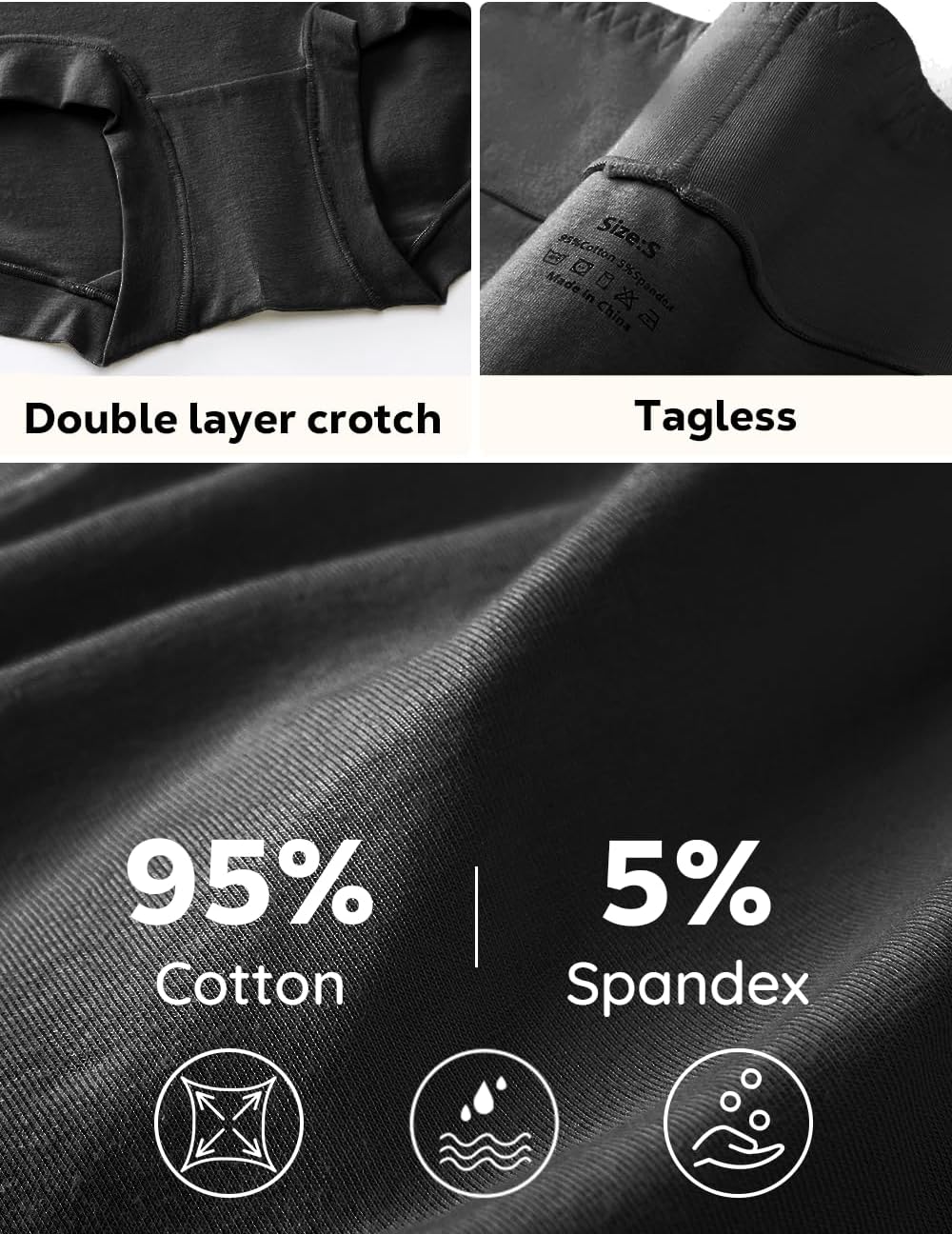 5 Pack Womens Cotton High Waisted Full Coverage Underwear(Regular & Plus Size) - Image 4