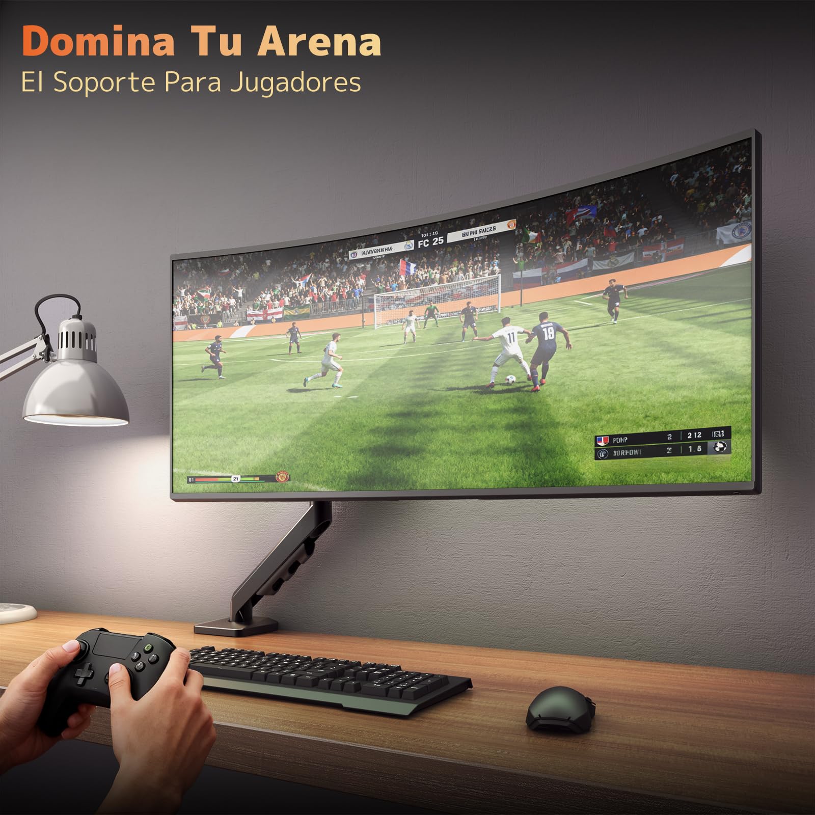 PUTORSEN Soporte de monitor para pantallas de 13 a 40 pulgadas - Brazo para monitor de mesa con muelle de gas - ergonómico y ahorra espacio, altura regulable, inclinación y giro, soporta hasta 12 kg