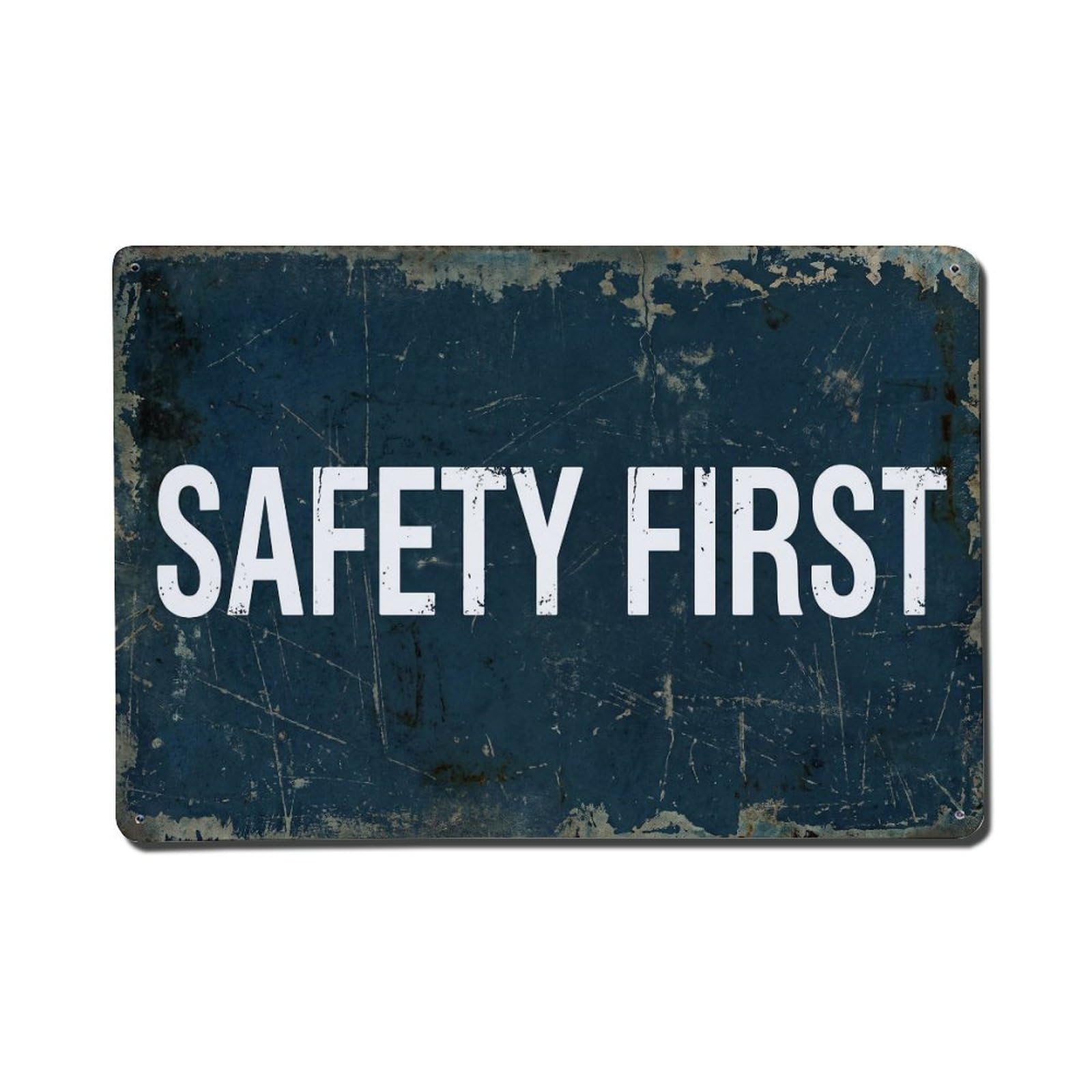 Vintage Safety First Metal Tin Sign Plaque Wall Decor for Cafe, Club Bar, Office, Garden Metal Poster 8x12Inch