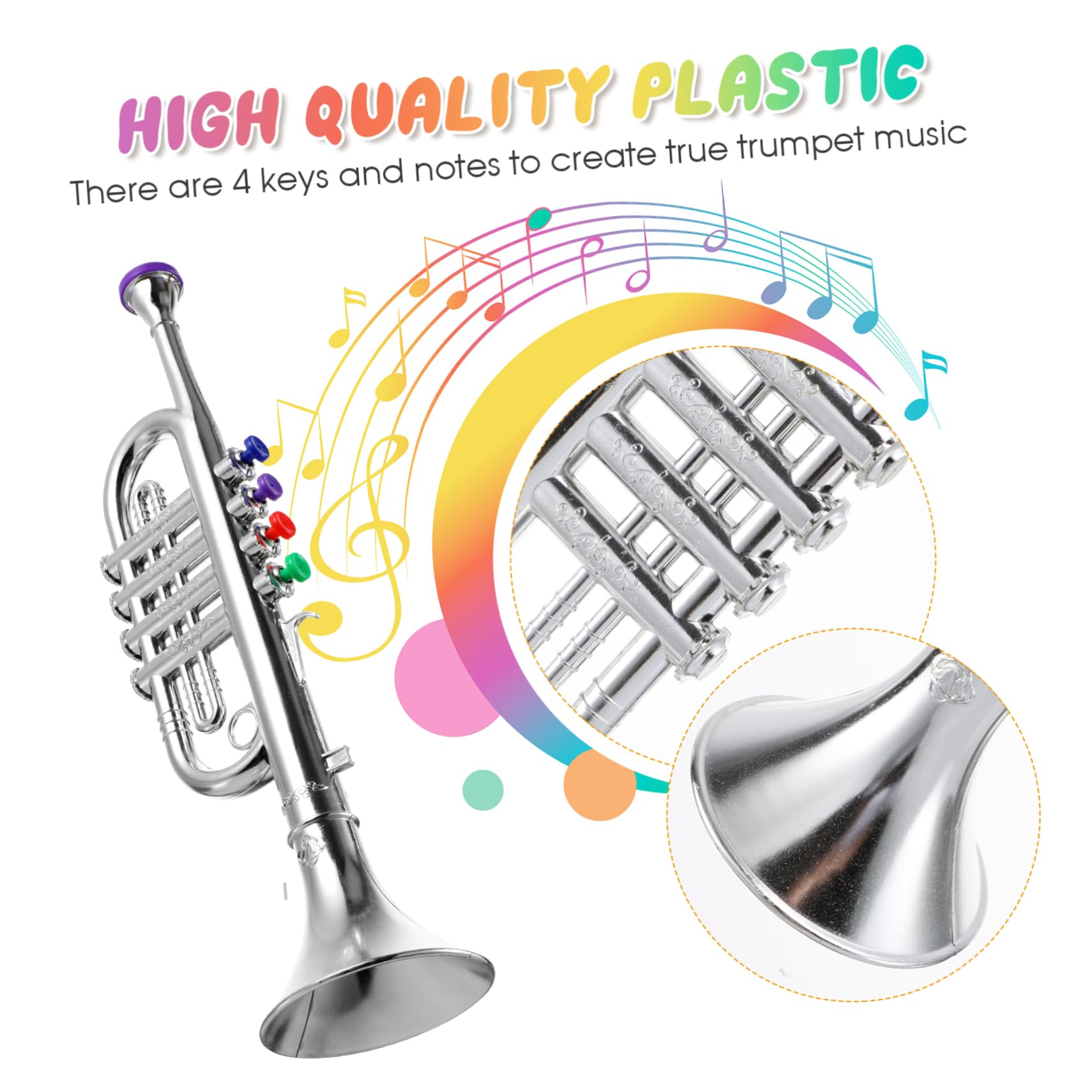Tromba Giocattolo Argento Cb998 in Plastico, Base per Bambini | Apprendimento Musica, Giocattolo Divertente e Creativo, Confezione Scatola Colorata