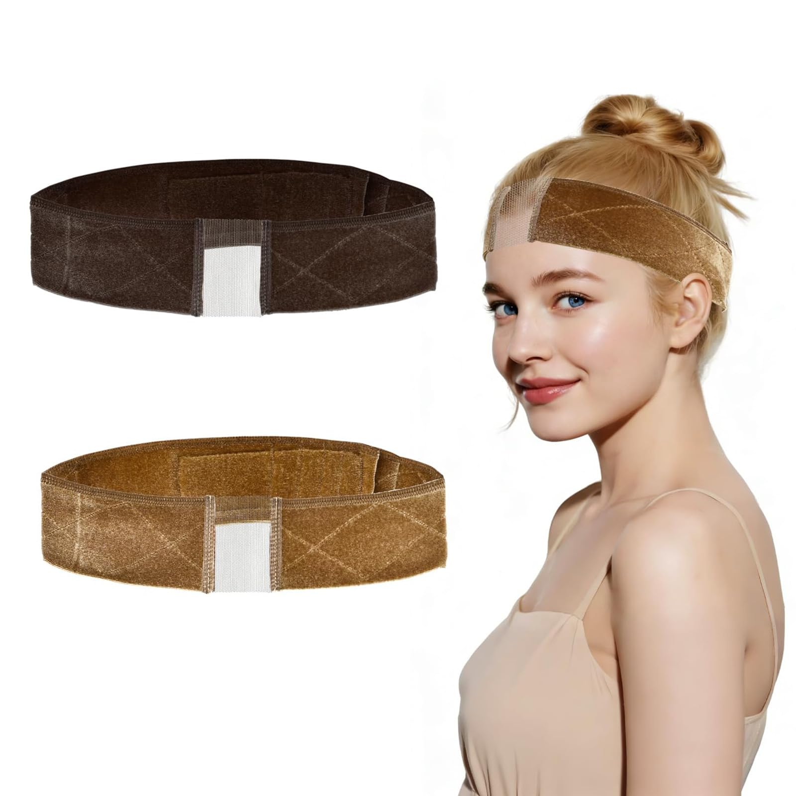2 Pcs Wig Tape, Secure Wig Grip for Active Movement, Sensitive Scalp Protection, Long-Term Comfort, Light Brown and Brown Set-image-19
