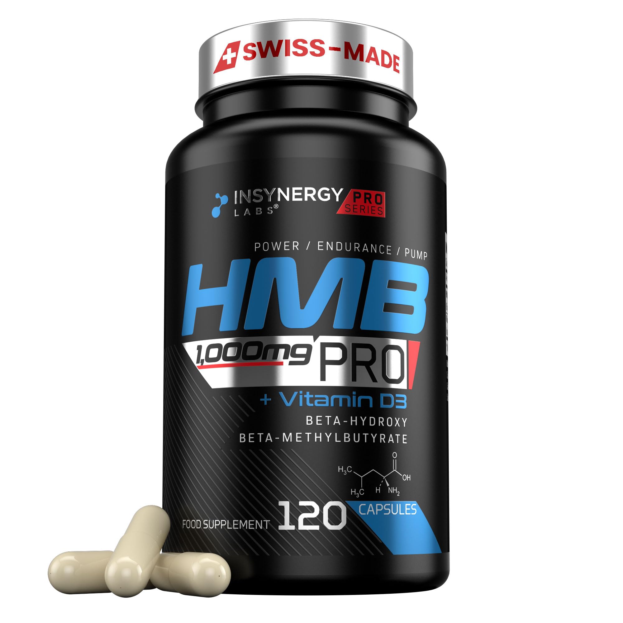 HMB Pro 1,000mg with Vitamin D (Maximum Absorption) 120 HMB Capsules, Muscle Growth Supplements, Muscle Strength & Repair HMB Supplement
