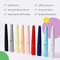 Vista 3 de The USB Lighter Company Encendedor eléctrico - La luz Motli con linterna LED y batería recargable - Cuello largo, sin llama, resistente al viento