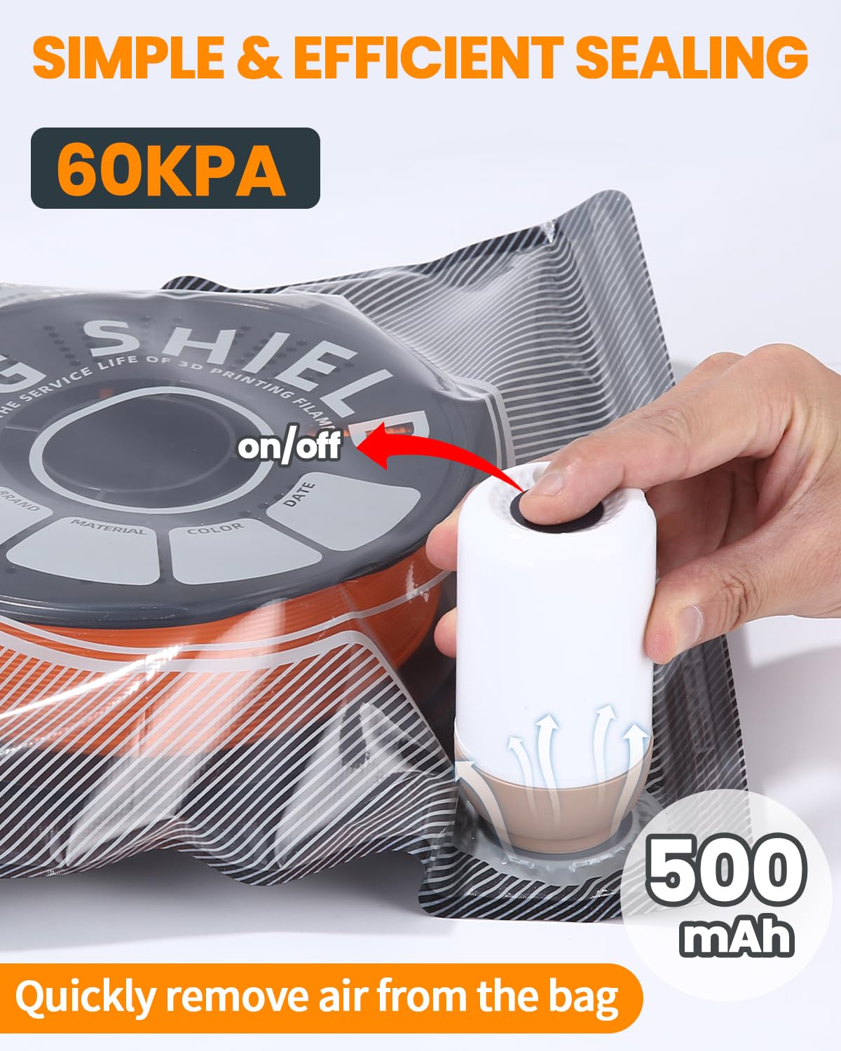 20 Pezzi Sacchetti Sottovuoto per Filamenti 3D Riutilizzabile per Stampante 3D Impresora Bolsa Selladas al Vacío con USB pompa(34x30cm) Sacchetti sigillati sottovuot Filamento a prova