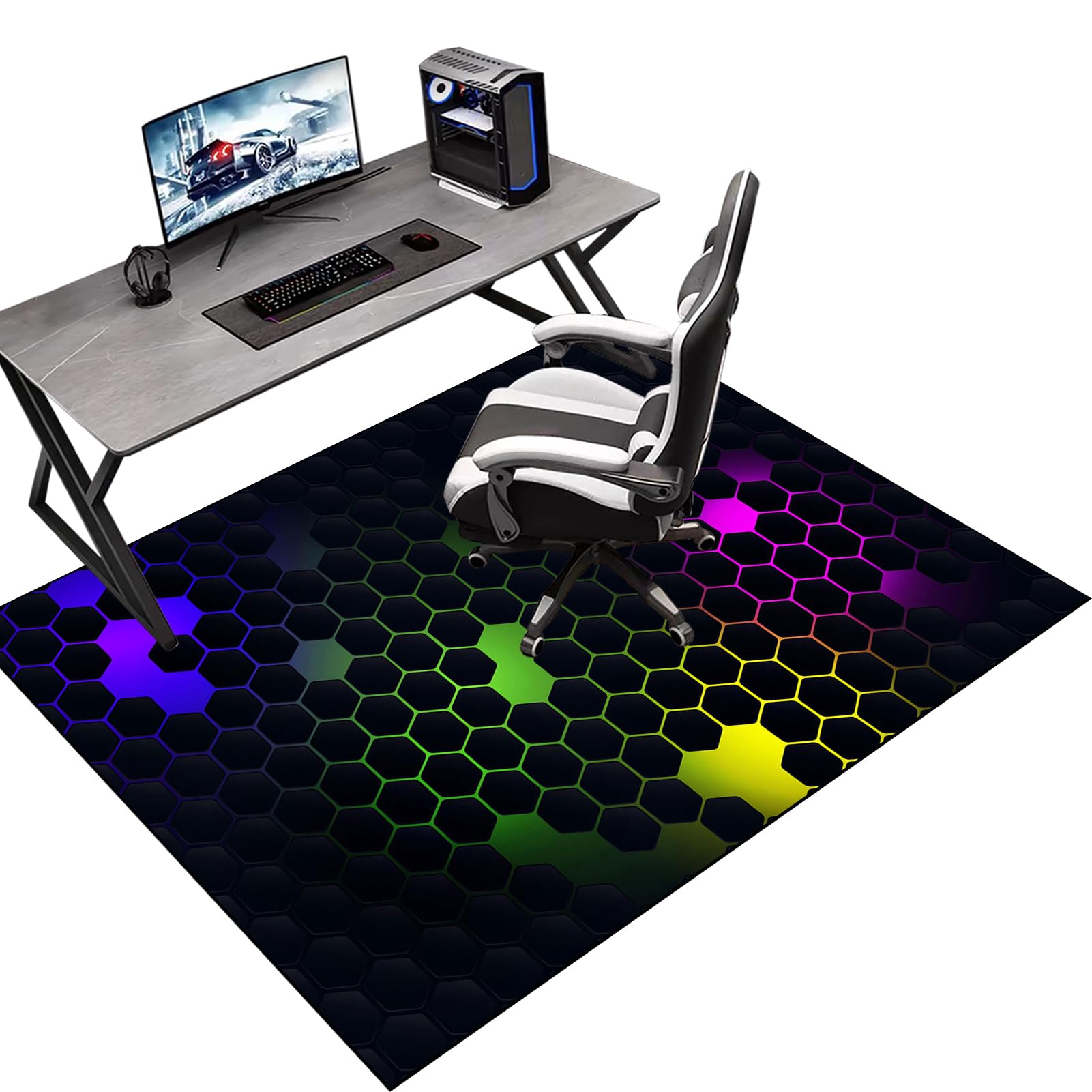 Protective Floor Protector Mat, Office Chair Mat for Carpeted Floor, Gaming Chair Mat Non-Slip, Chair Mat Carpet Protector for Low Pile Carpets, Floor Mat for Computer Desk Chairs 100 x 140 cm