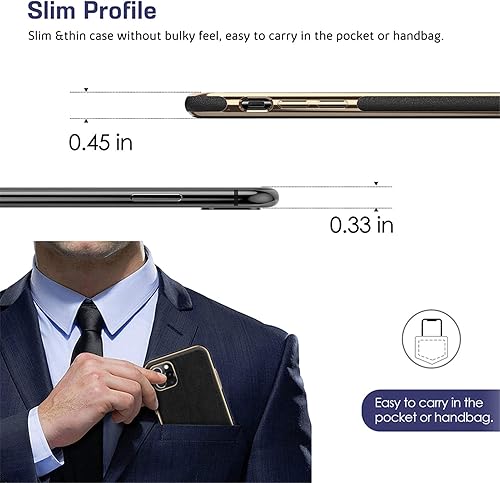 Miniatura 6 de LOHASIC Funda delgada para iPhone 11 Pro Max, delgada de piel sintética de lujo, elegante, antideslizante, antiarañazos, funda protectora completa