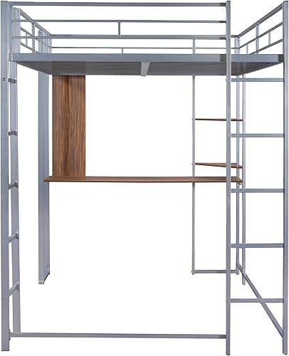 Miniatura 49 de Merax Litera individual de metal pesado con escritorio/barandilla de longitud completa para niños y niñas, no necesita somier, color negro 3#