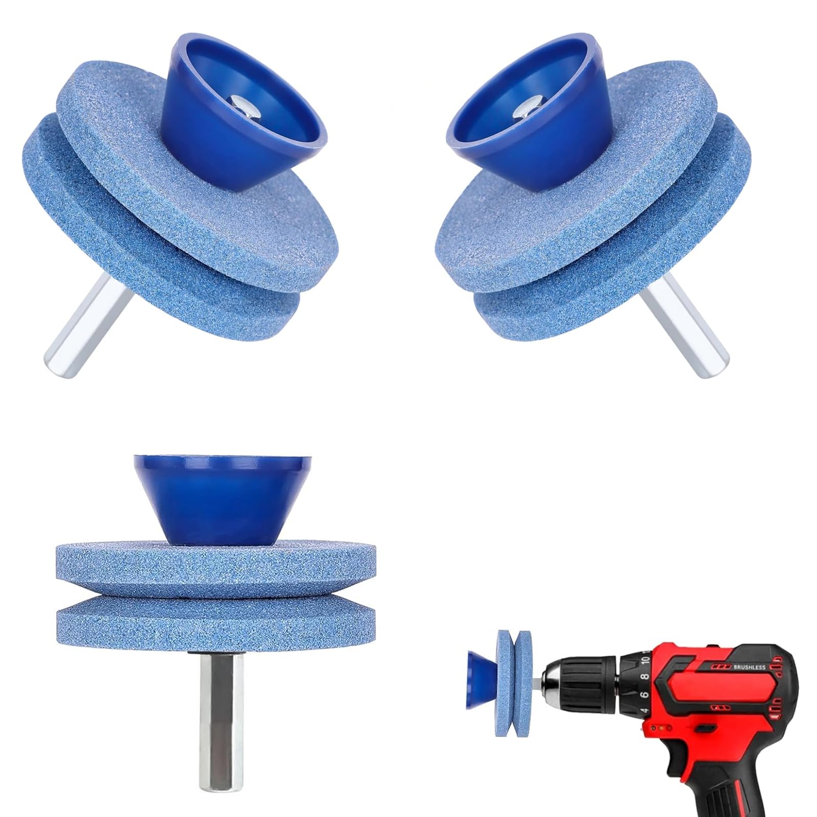 3-teiliges Rasenmäher-Messerschärfer Set | Für Bohrmaschinen | Mit Auswuchtgewicht