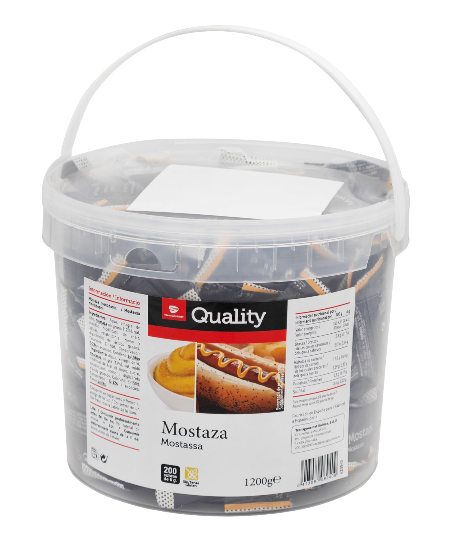 Bolsitas de mostaza 6 g 250 unidades