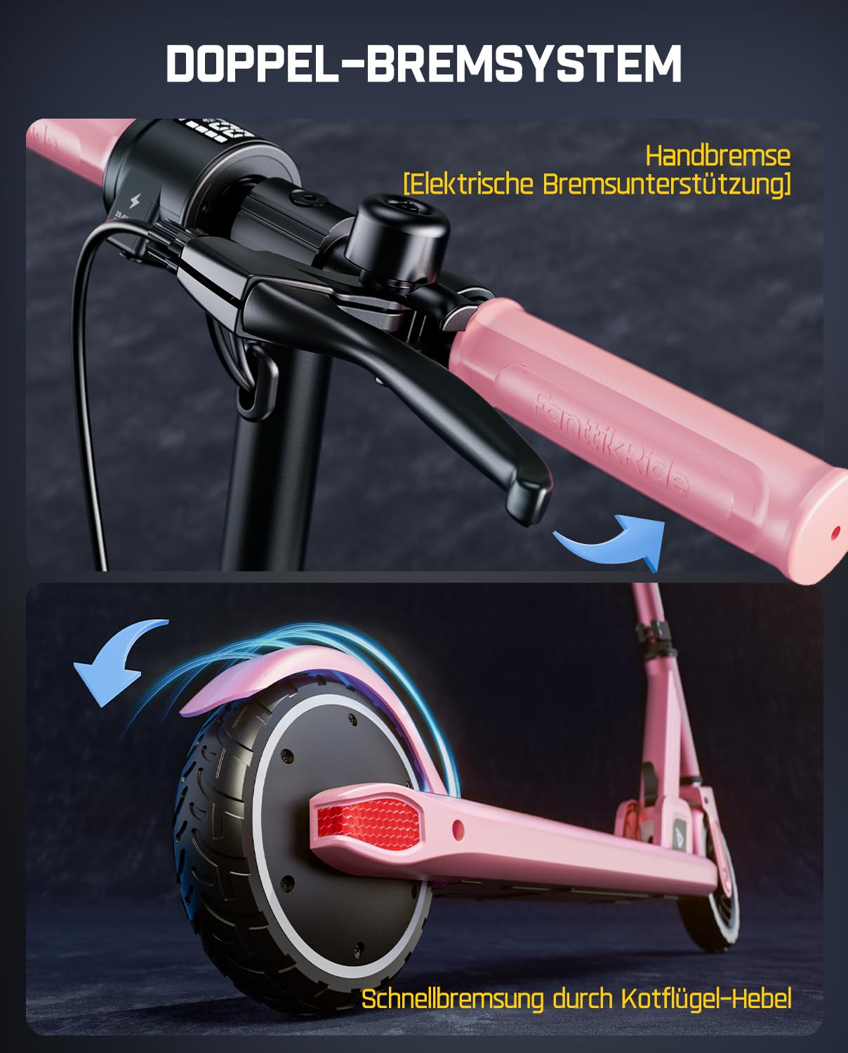 FanttikRide T9 Elektroroller für Kinder, 1,3-1,7 m, 12/16 km/h, LED Digitalanzeige Akkuanzeige, höhenverstellbar und faltbar, Elektroroller für Kinder und Teenager, bis zu 40 Minuten (Ohne ABE)