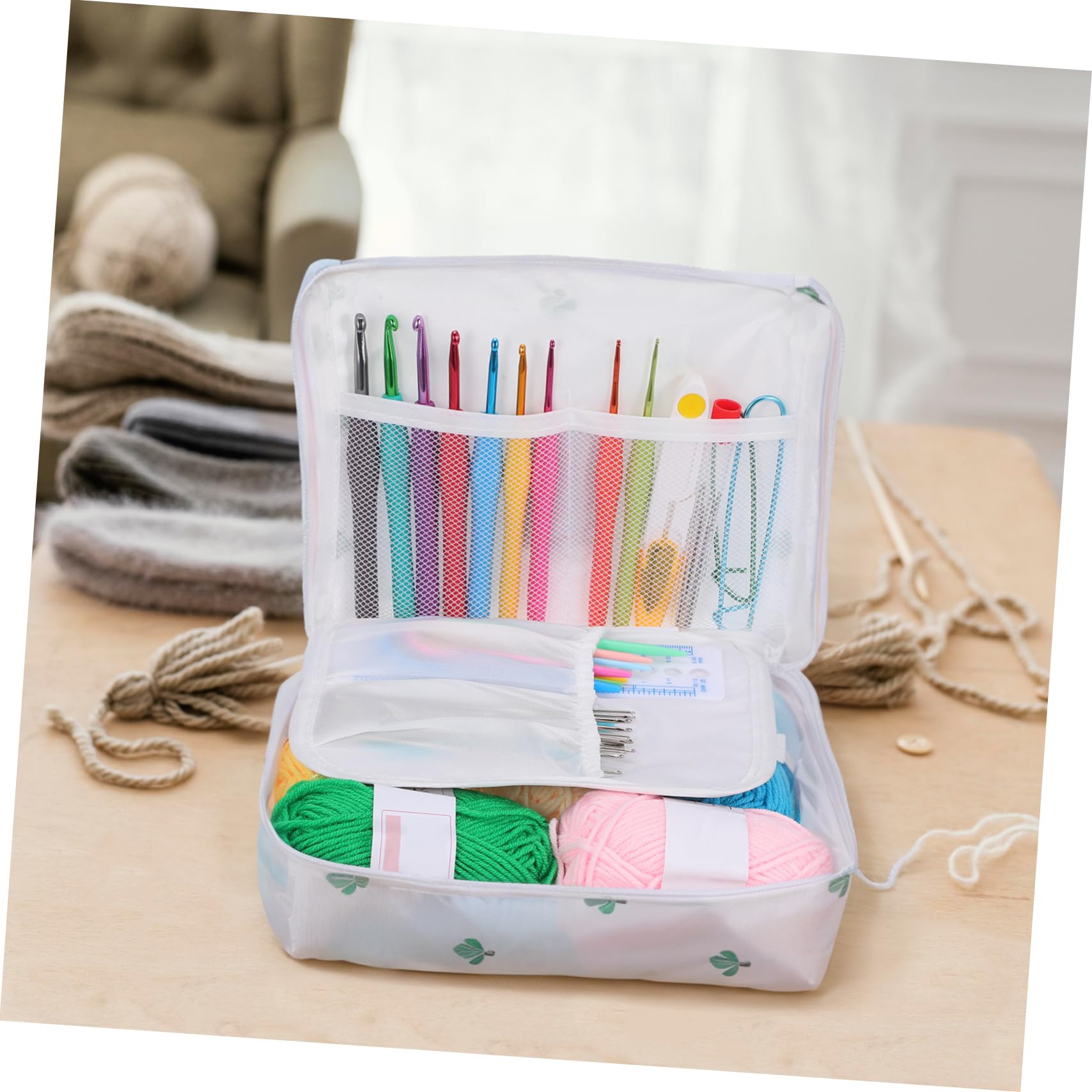DIYEAH Conjunto de Crochet para Principiantes Kit Hilos de Crochet y Bolsa de Transporte para Manualidades y Proyectos