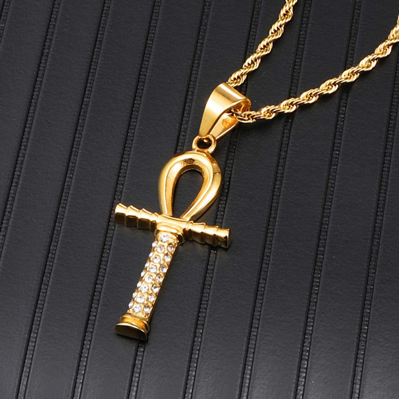 BAJIE Męski naszyjnik z wisiorkiem Iced Out Bling Cross Rhinestone męskie wisiorki i naszyjniki biżuteria klucz życia wisiorek łańcuszek naszyjnik