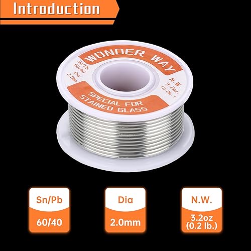 Miniatura 2 de Wonderway Sn60Pb40 Tin Lead Solder Wire For Stained GlassCopper Pipe RepairingArtware 183 Melting Point No Flux Welding Soldering Tin 32oz