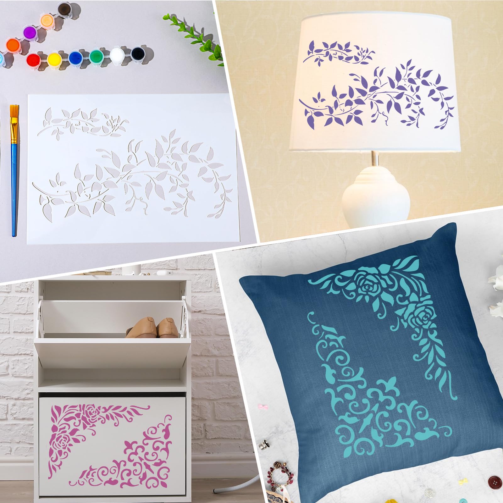 Pochoirs Réutilisables A4 29 X 21 Cm Motif Vigne D'amour Pour Peinture Sur Bois, Porche, Porte D'entrée, Décoration Murale D'intérieur